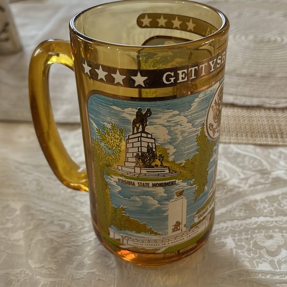 VINTAGE AMBER GLASS GETTYSBURG PENNSYLVANIA SOUVENIR BEER MUG in EUC! - Picture 3 of 3
